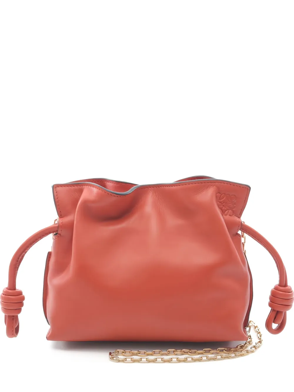 Pre-owned Loewe Flamenco Knot-detail Chain Shoulder Bag In Orange