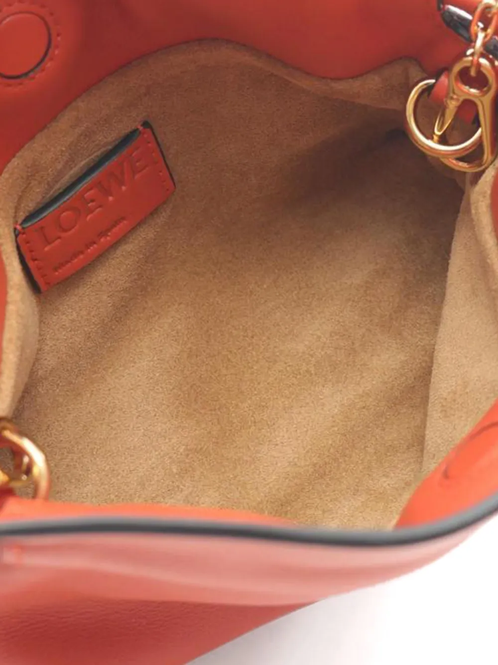 Pre-owned Loewe Flamenco Knot-detail Chain Shoulder Bag In Orange