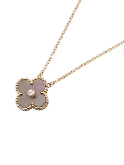 Van Cleef & Arpels Pre-Owned 18K rose gold Alhambra diamond and mother of pearl necklace 