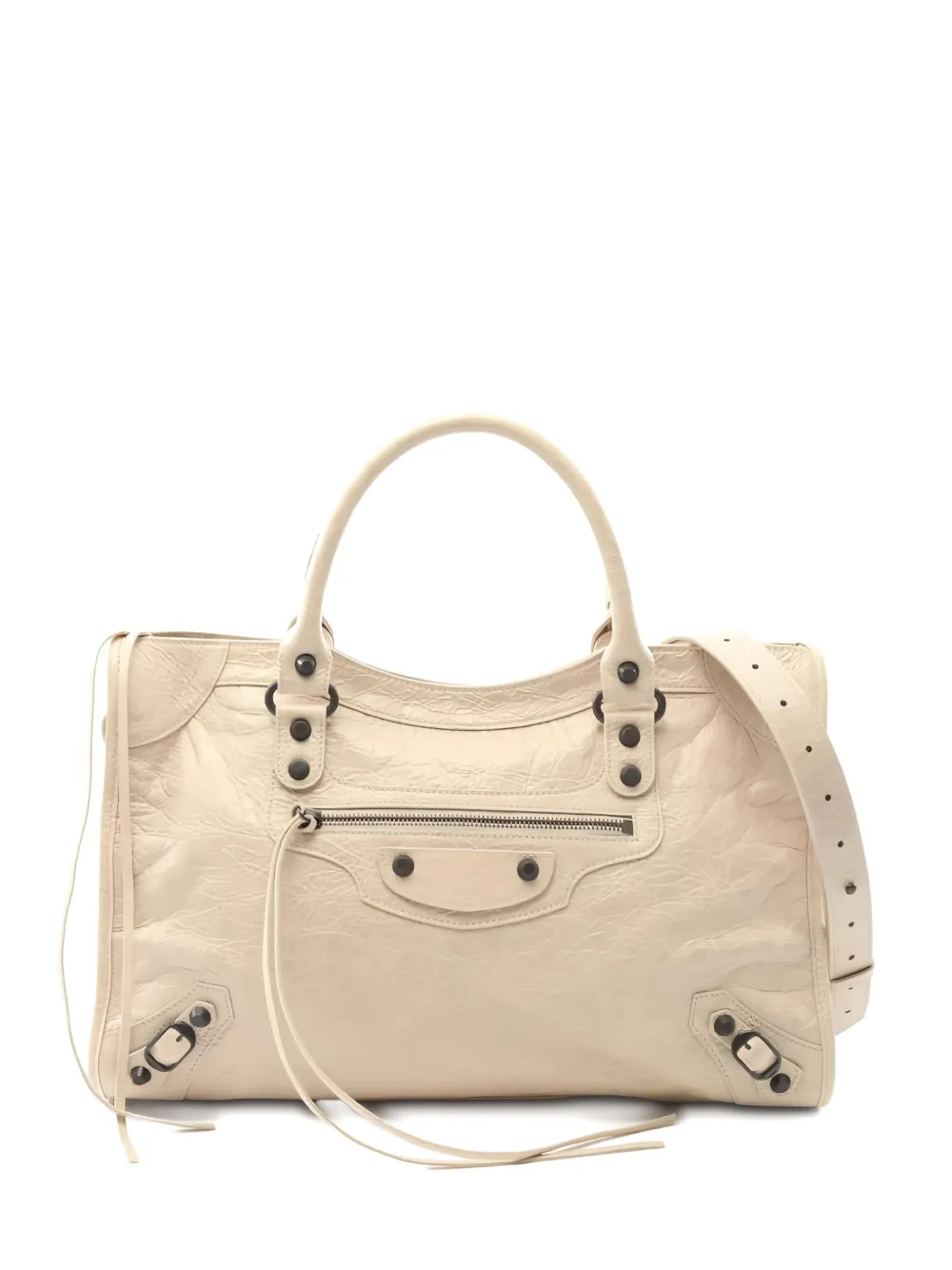 Pre-owned Balenciaga Medium City Leather Tote Bag In Neutral