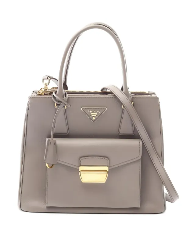 Prada Pre-Owned サフィアーノ ルクス レザー ハンドバッグ | グレー 