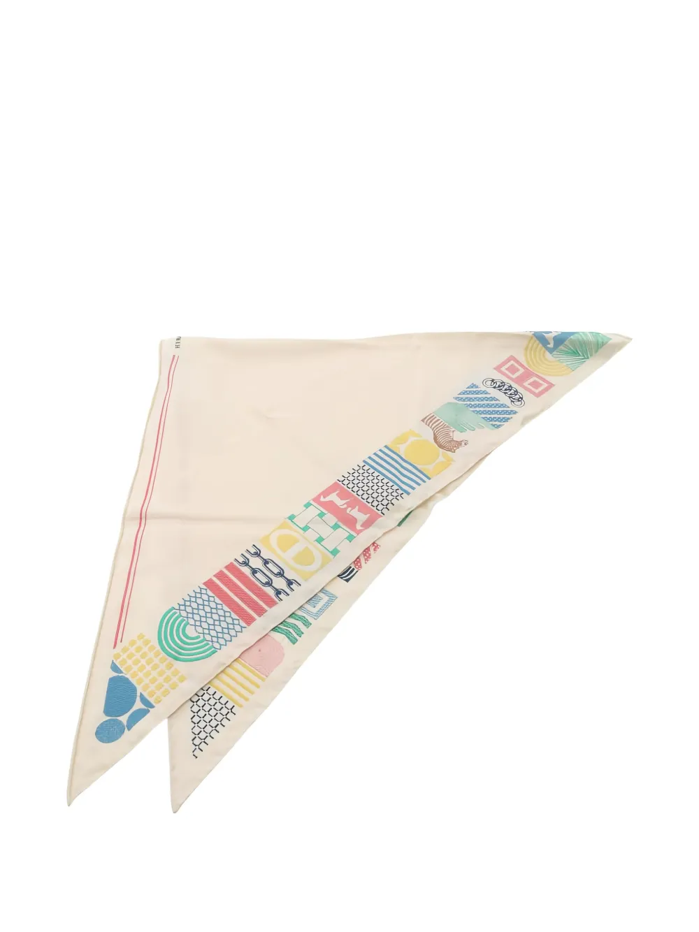 Pre-owned Hermes 1920 Liste Au Bloc Scarf In Neutral