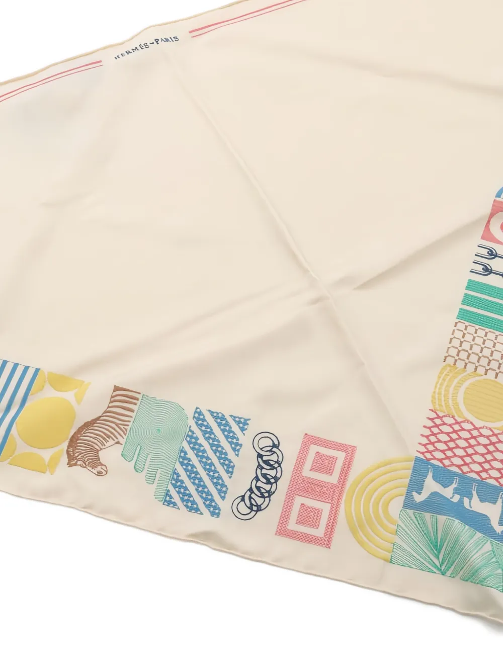 Pre-owned Hermes 1920 Liste Au Bloc Scarf In Neutral