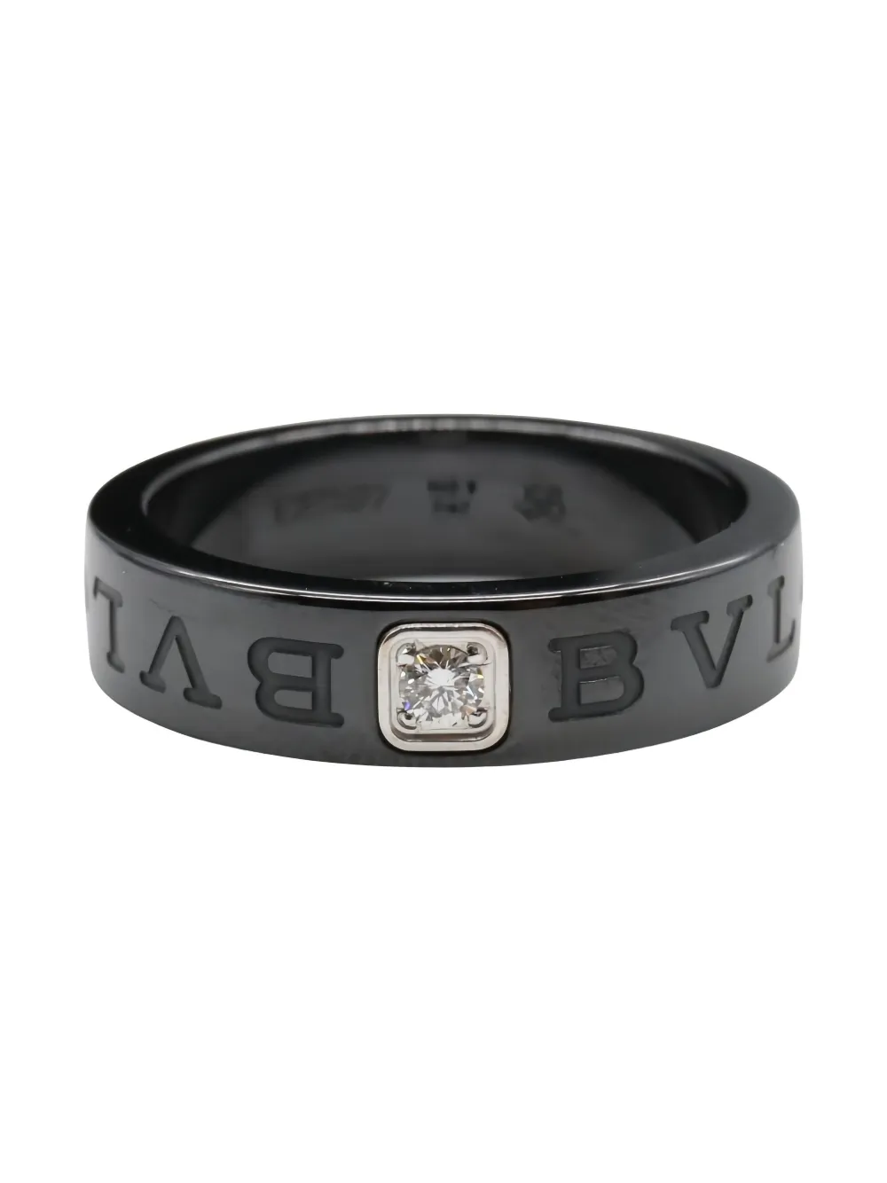 Bvlgari Pre-Owned 2010s 18K white gold 1PD diamond ring - ブラック Bvlgari Pre-Owned 2010s 18K white gold 1PD diamond ring - ブラック