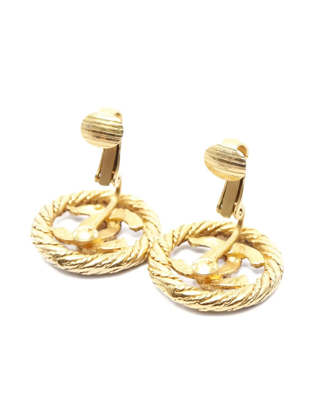 Pre-owned Chanel Coco Mark Earrings In Gold