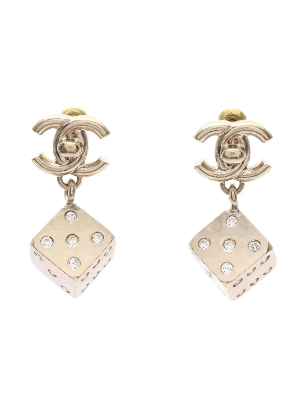 CHANEL Pre-Owned Dice ココマーク ピアス - ゴールドトーン CHANEL Pre-Owned Dice ココマーク ピアス - ゴールドトーン
