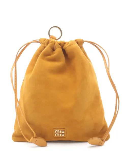 Miu Miu Pre-Owned logo-lettering suede pouch bag