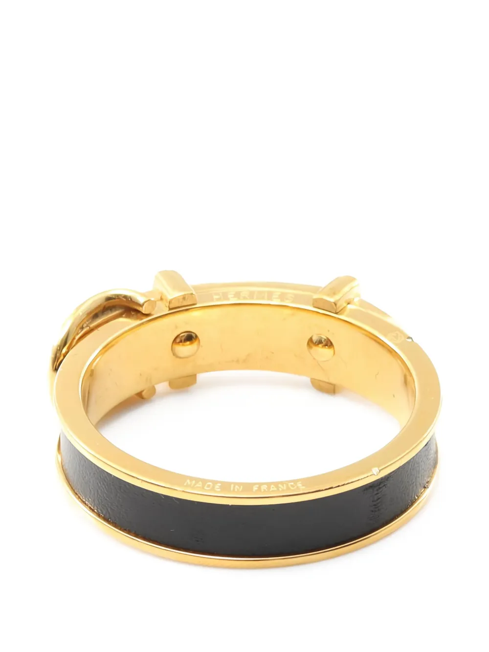 Pre-owned Hermes Buckle-embellished Scarf Ring In Gold