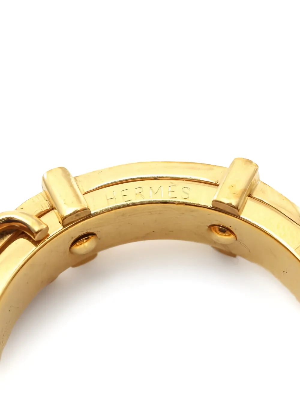 Pre-owned Hermes Buckle-embellished Scarf Ring In Gold