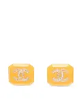 CHANEL Pre-Owned Interlocking CC rhinestone-embellished earrings - Yellow
