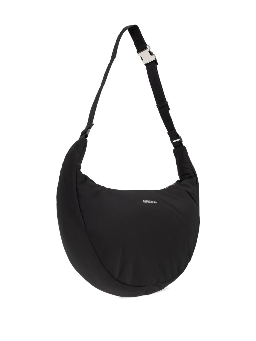 Represent Mens Black Script-hardware Padded Nylon Sling Bag In Black
