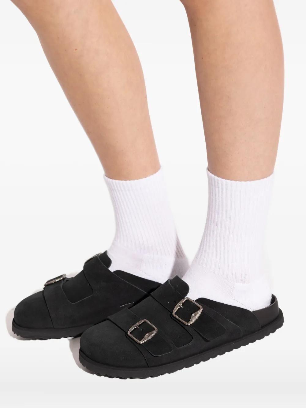 Birkenstock West Suede Mules In Black