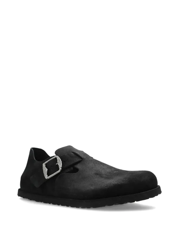 Birkenstock Black Suede Loafers Birkenstock Buckley Suede Leather Clog - Black | Lace and  main image 4