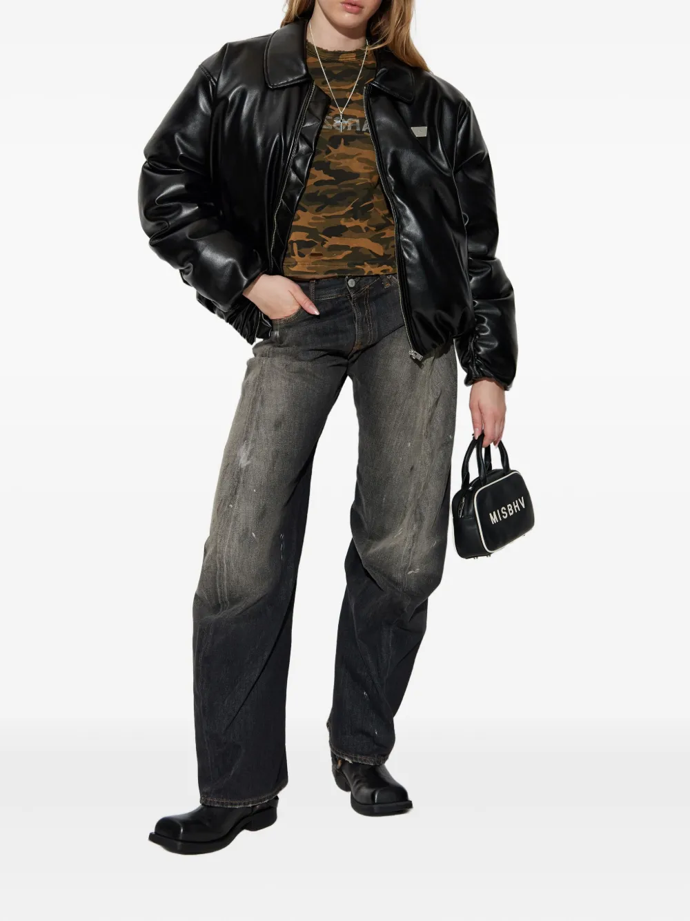 MISBHV faux-leather puffer bomber jacket | Leather Jackets | Image 2