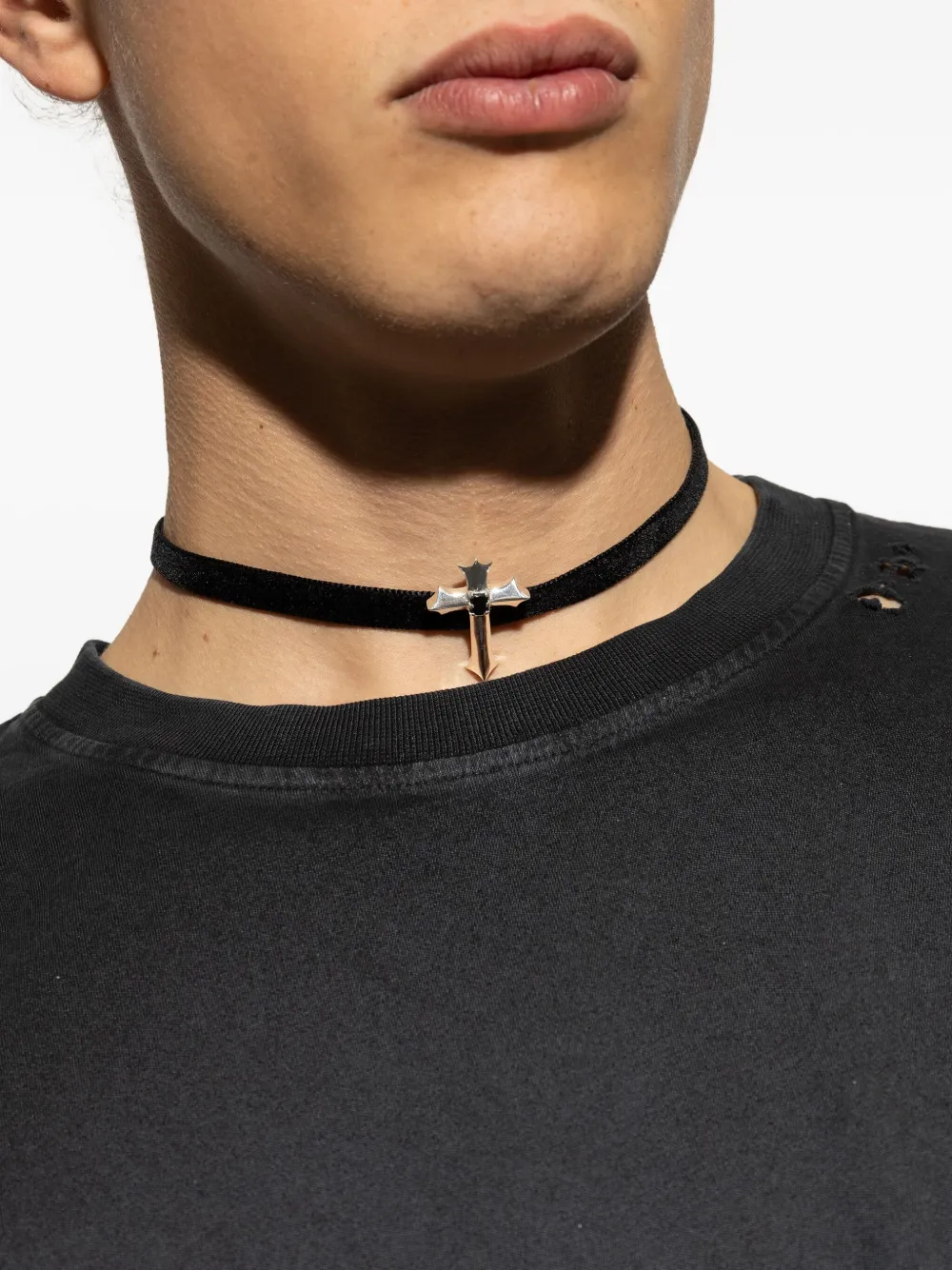 Misbhv Cross Pendant Choker In Black