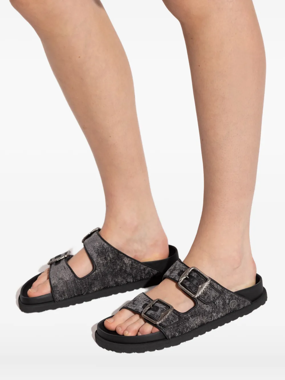 Birkenstock Arizona fluwelen sandalen Zwart