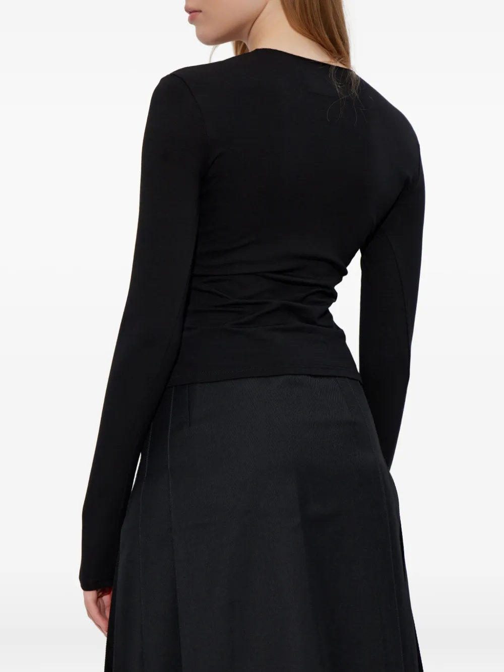 MISBHV Varsity top met strik en lange mouwen Zwart