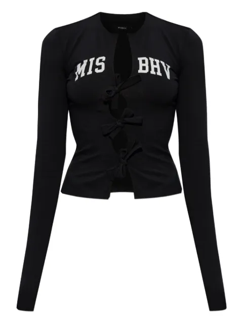 MISBHV top estilo universitario manga larga con moños
