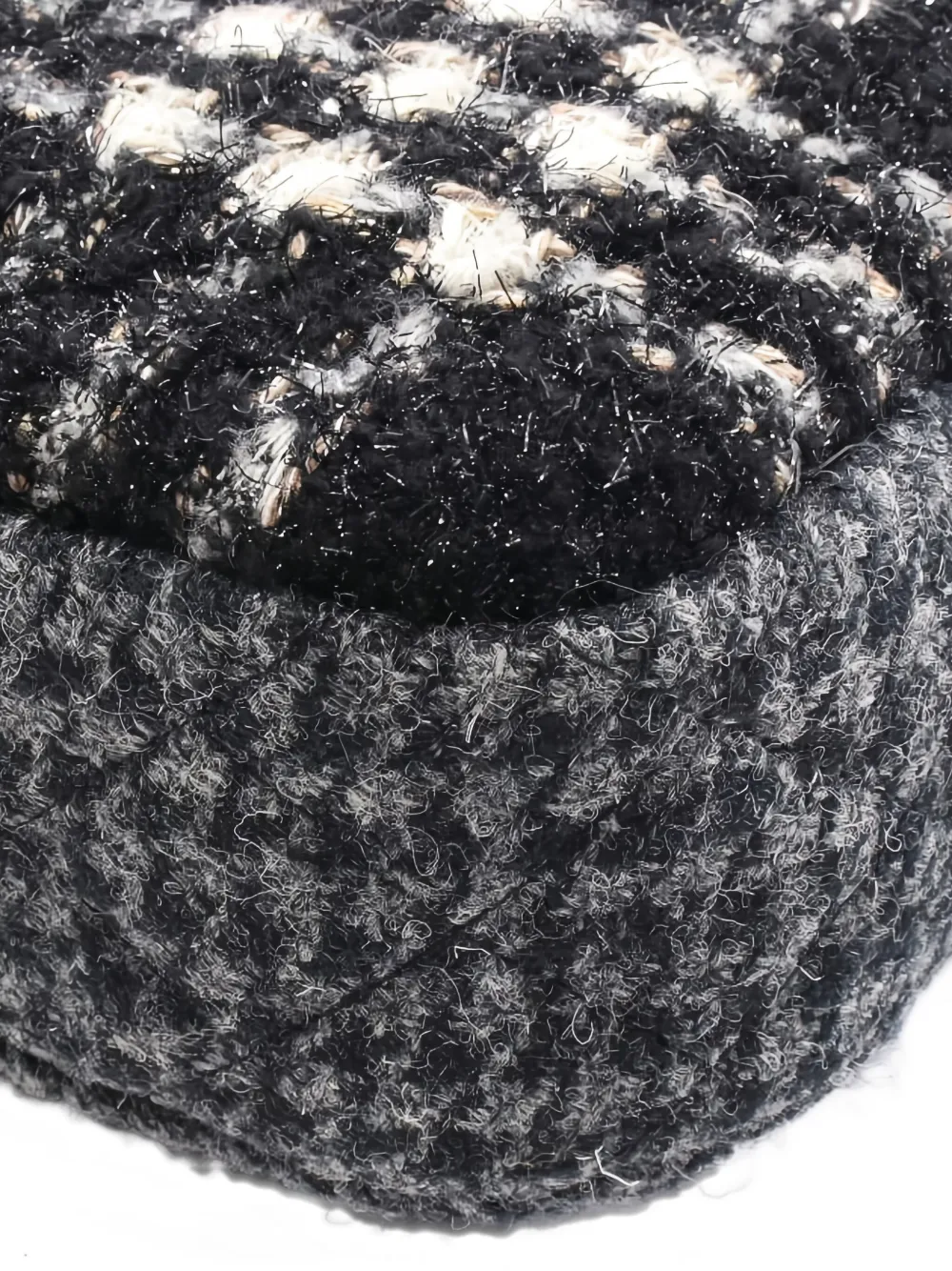 Pre-owned Chanel Matelassé Tweed Shoulder Bag In Black