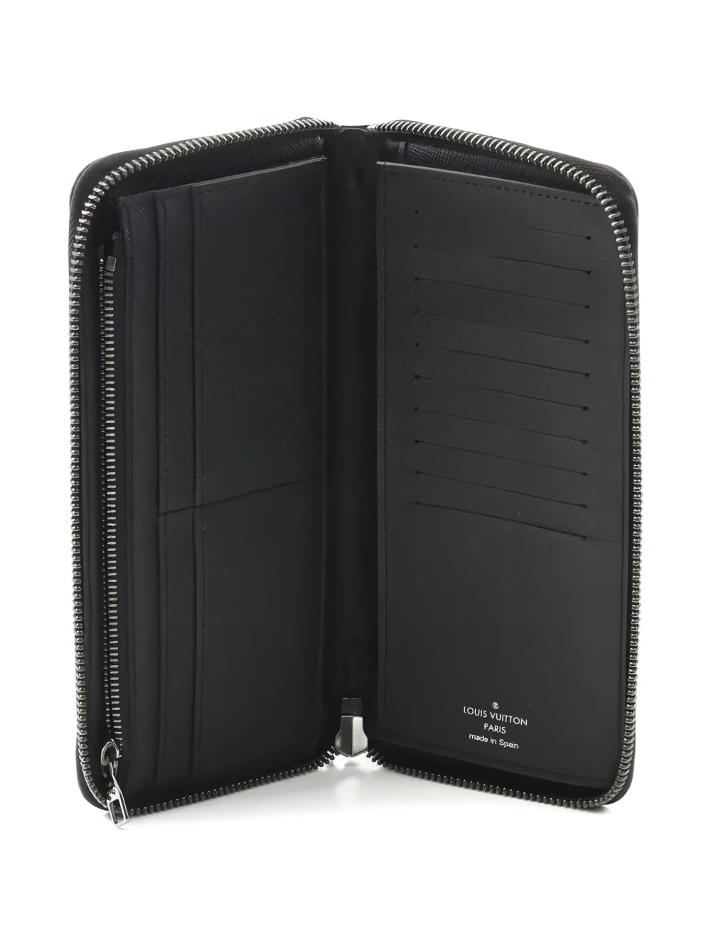 Pre-owned Louis Vuitton Zippy Vertical Wallet In Black