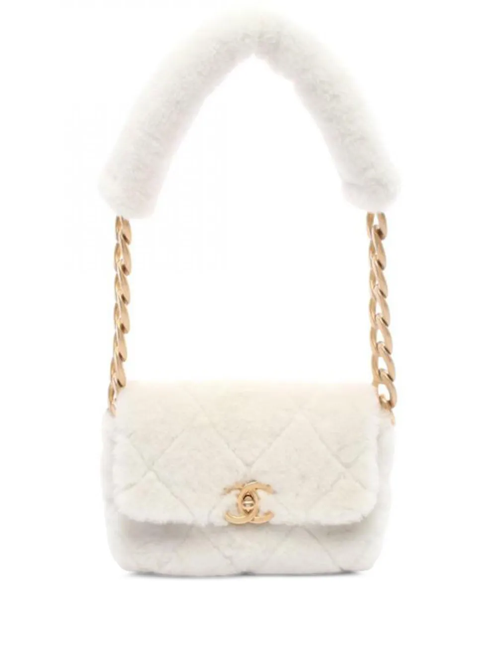 CHANEL Pre-Owned matelassé shearling shoulder bag | Neutrals | Image 1
