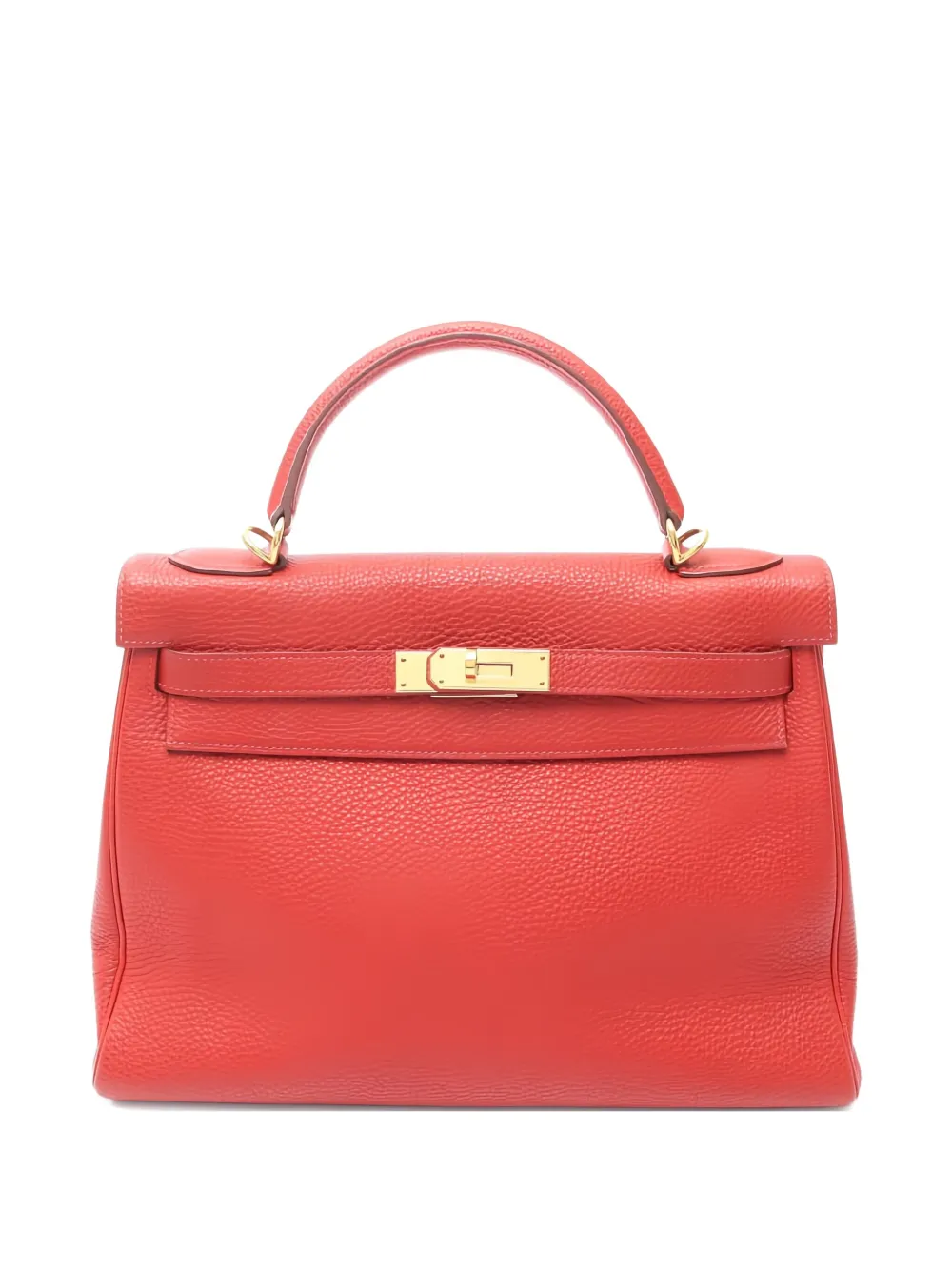 Pre-owned Hermes Togo Leather Kelly 32 Handbag In Red