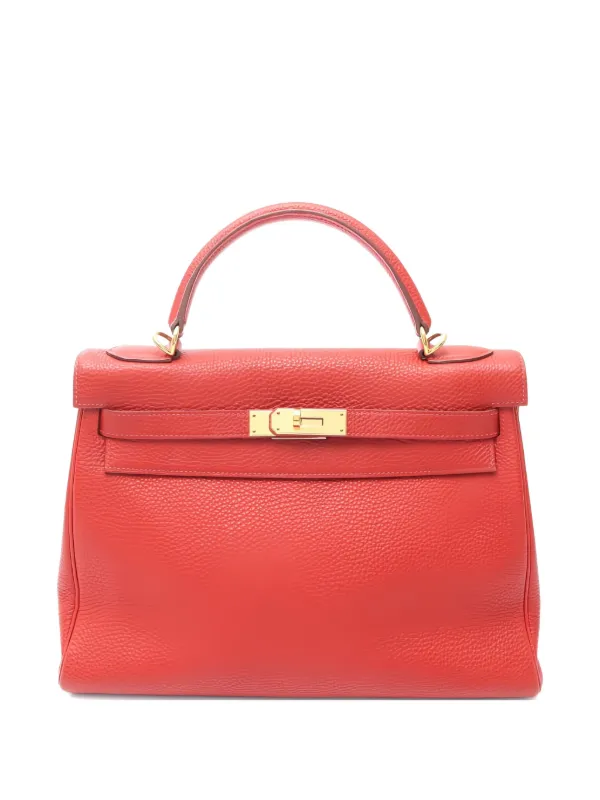 Hermès Pre-Owned Togo Leather Kelly 32 Handbag Red