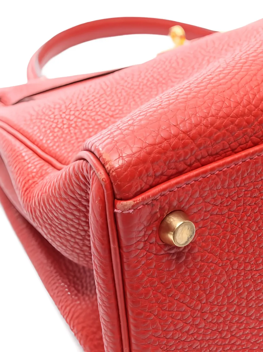 Pre-owned Hermes Togo Leather Kelly 32 Handbag In Red