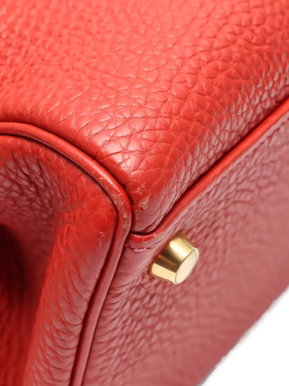 Pre-owned Hermes Togo Leather Kelly 32 Handbag In Red