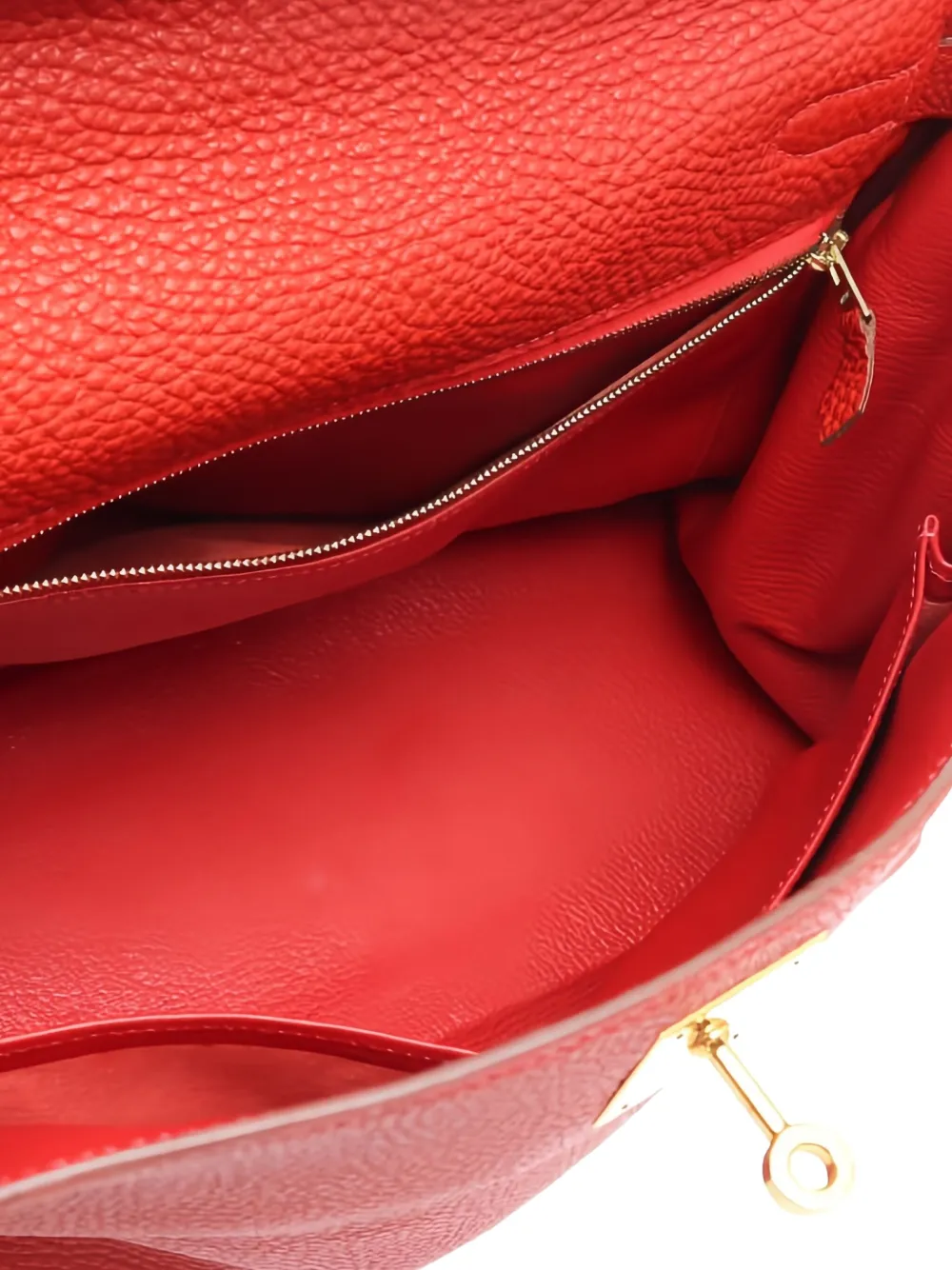 Pre-owned Hermes Togo Leather Kelly 32 Handbag In Red