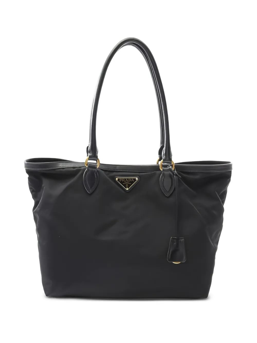 Prada Pre-Owned レザートリム ハンドバッグ - ブラック Prada Pre-Owned レザートリム ハンドバッグ - ブラック