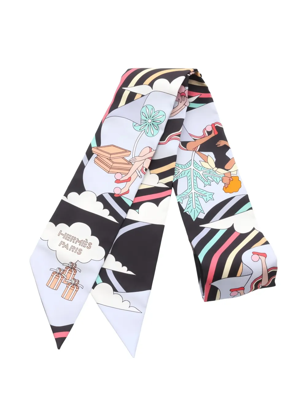 Hermès Pre-Owned Carrès Volant ribbon scarf | Black | Image 1