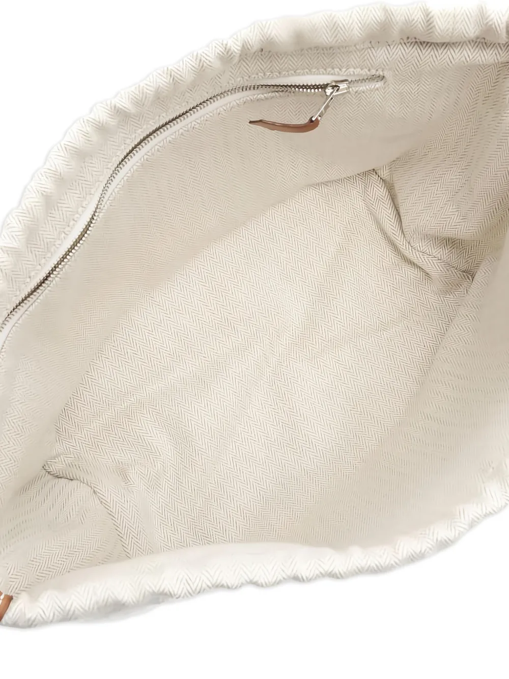 Pre-owned Hermes 2010s Fourbee 25 Chevron-pattern Drawstring Pouch In Neutral