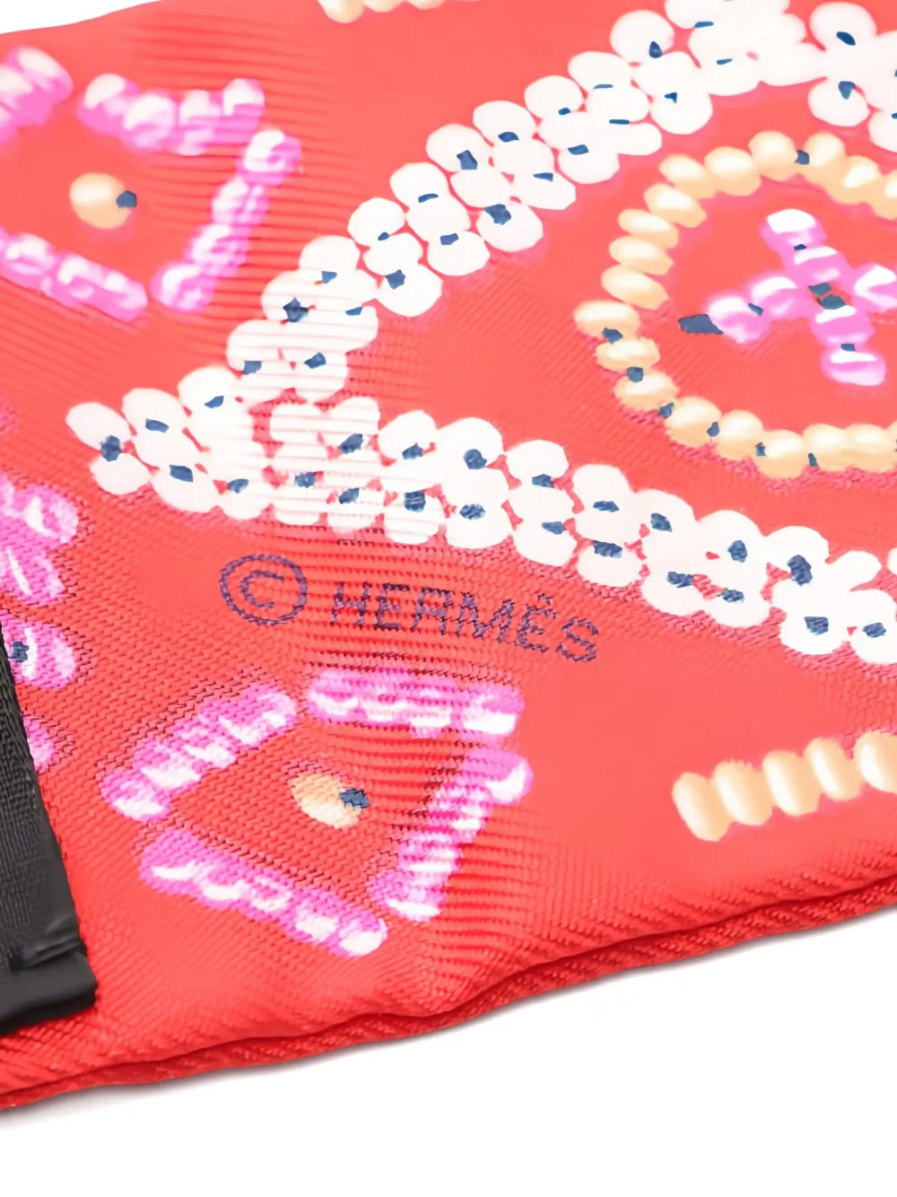 Pre-owned Hermes 2010 Kelly En Perles Twilly Scarf In Red