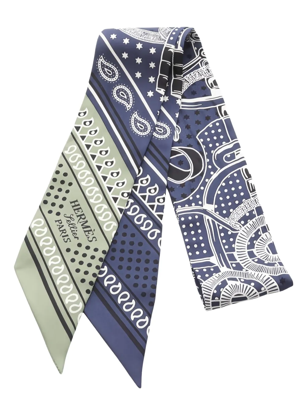 Hermès Pre-Owned 2010 Eperon D'Or Bandana ツイリー スカーフ - ブルー Hermès Pre-Owned 2010 Eperon D'Or Bandana ツイリー スカーフ - ブルー