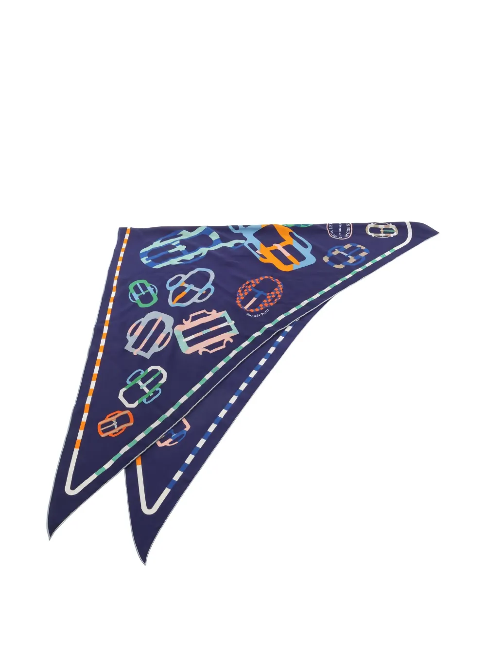 Pre-owned Hermes 1920 Bouclerie Moderne Scarf In Blue