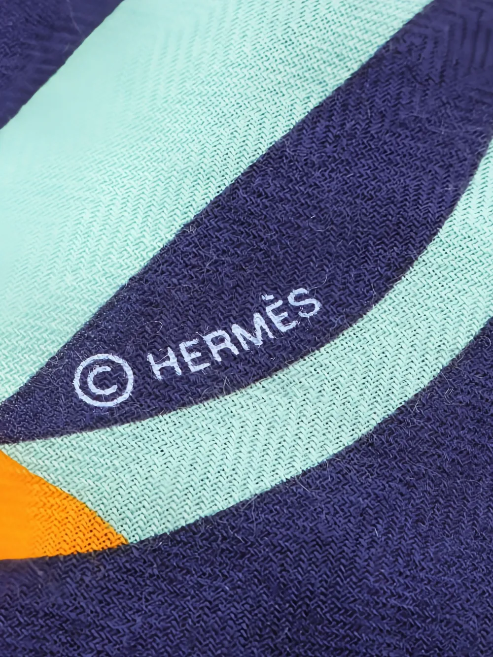 Pre-owned Hermes 1920 Bouclerie Moderne Scarf In Blue