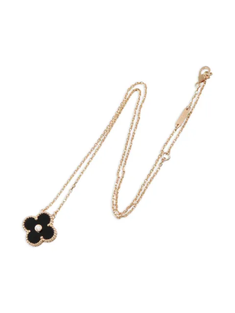 Van Cleef & Arpels Pre-Owned Alhambra diamond onyx necklace