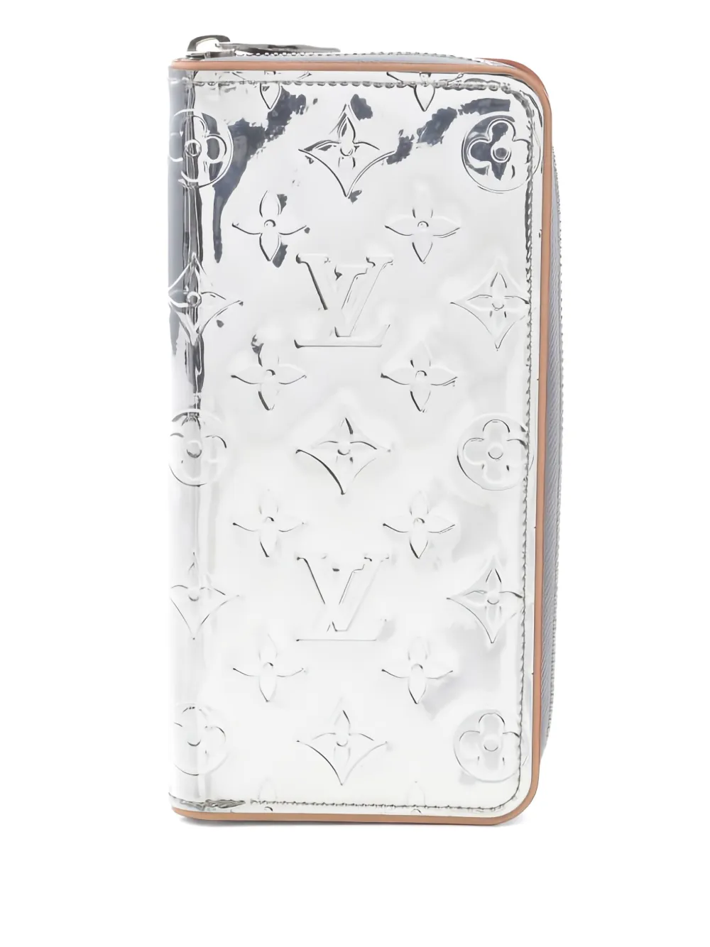 Pre-owned Louis Vuitton Zippy Monogram-debossed Zip Wallet In Silver
