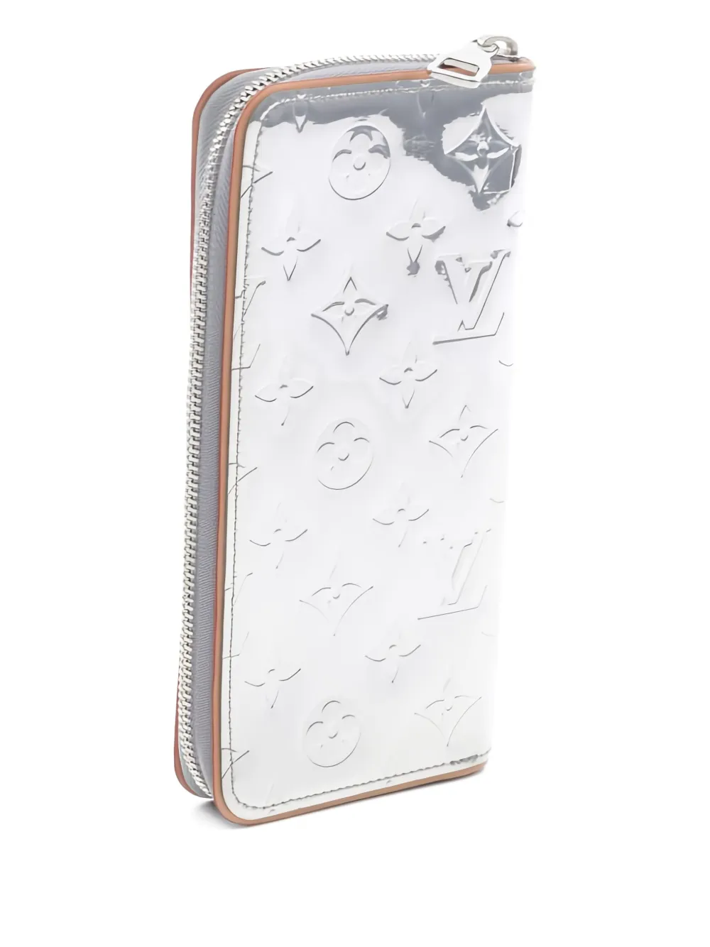 Pre-owned Louis Vuitton Zippy Monogram-debossed Zip Wallet In Silver