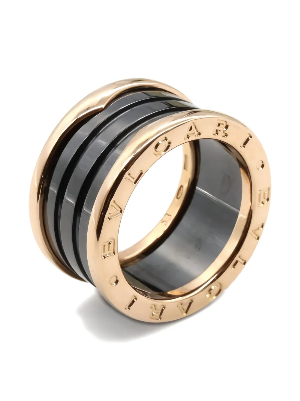 Pre-owned Bvlgari 2010 18kt Rose Gold B-zero1 Ring In Black