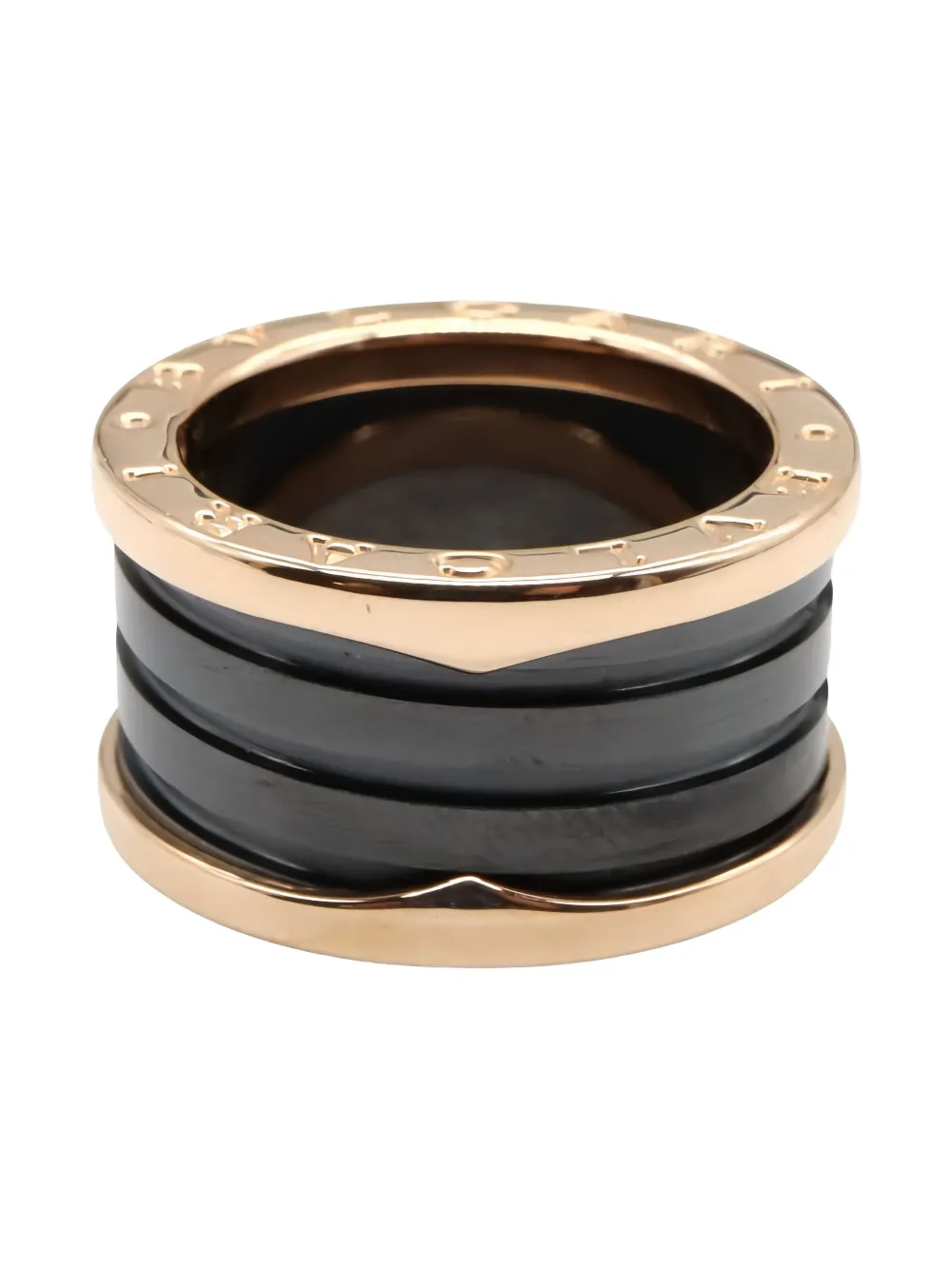 Pre-owned Bvlgari 2010 18kt Rose Gold B-zero1 Ring In Black