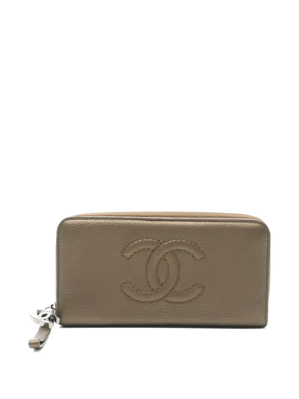 CHANEL Pre-Owned chain-detail zip wallet - Verde