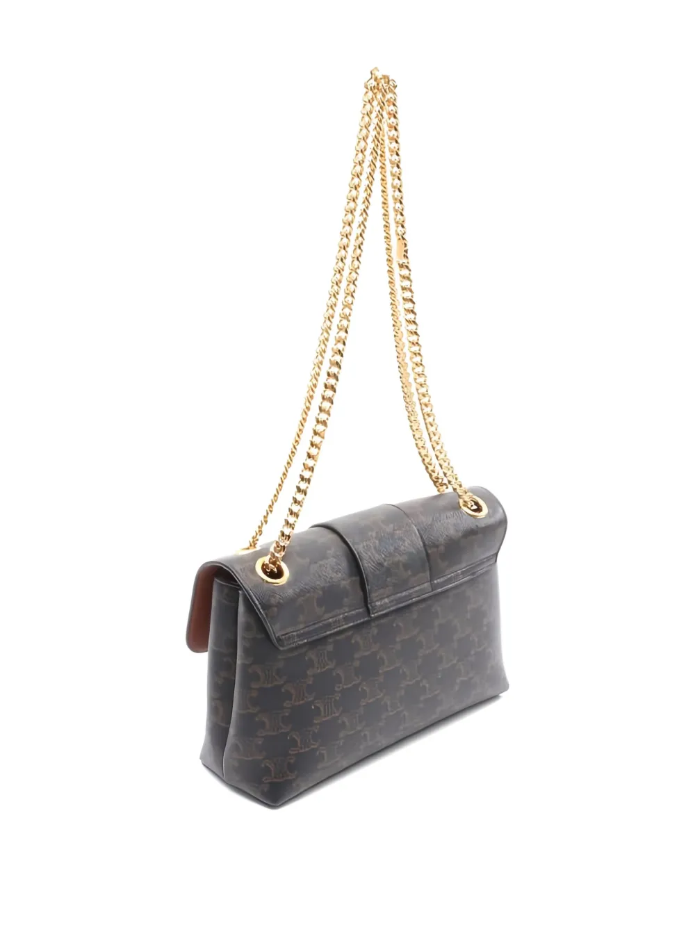 Pre-owned Celine 2010s Medium Victor Chain-strap Shoulder Bag In Brown