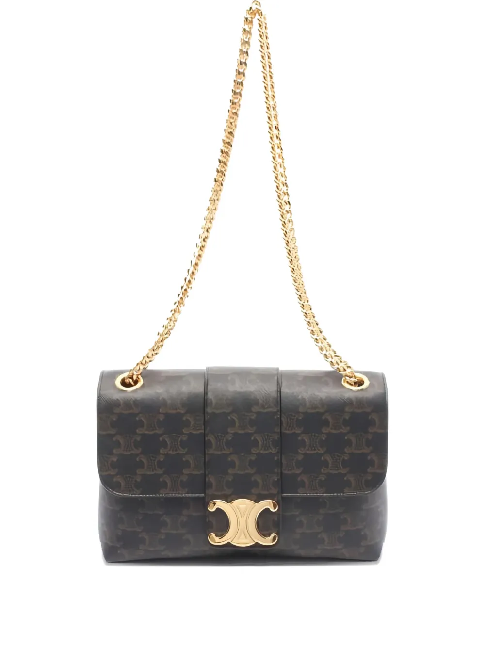 Pre-owned Celine 2010s Medium Victor Chain-strap Shoulder Bag In Brown