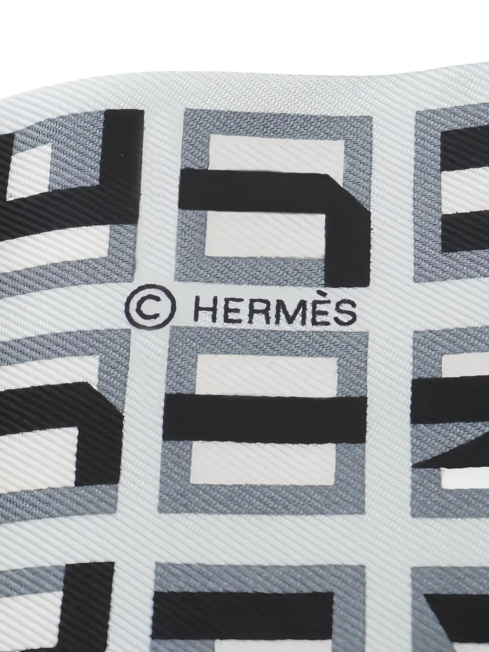 Pre-owned Hermes Polka-dot Geometric-print Scarf In Gray