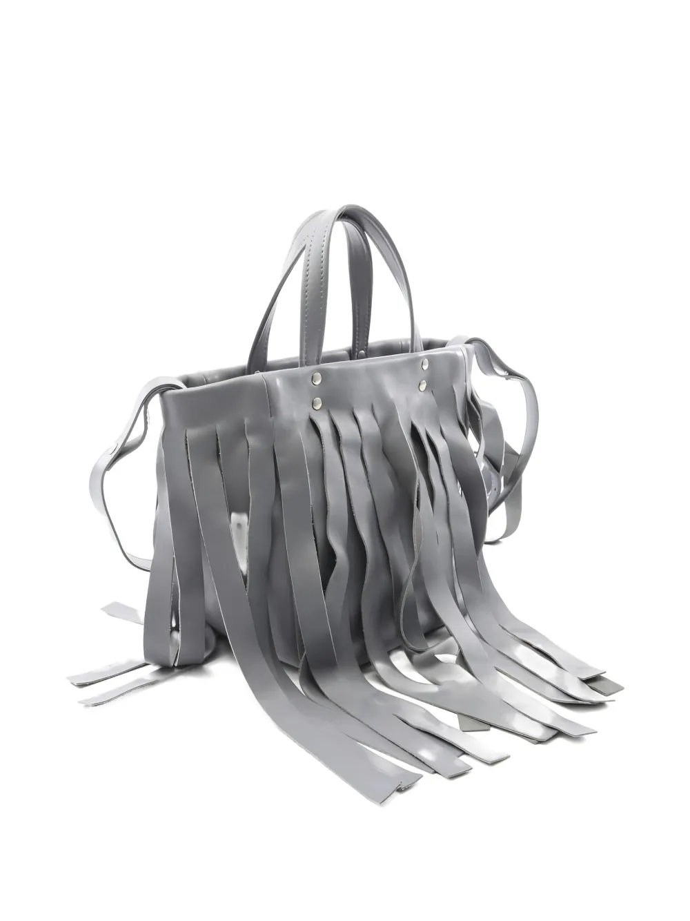 Pre-owned Balenciaga Leather Fringe Tote Bag In Gray