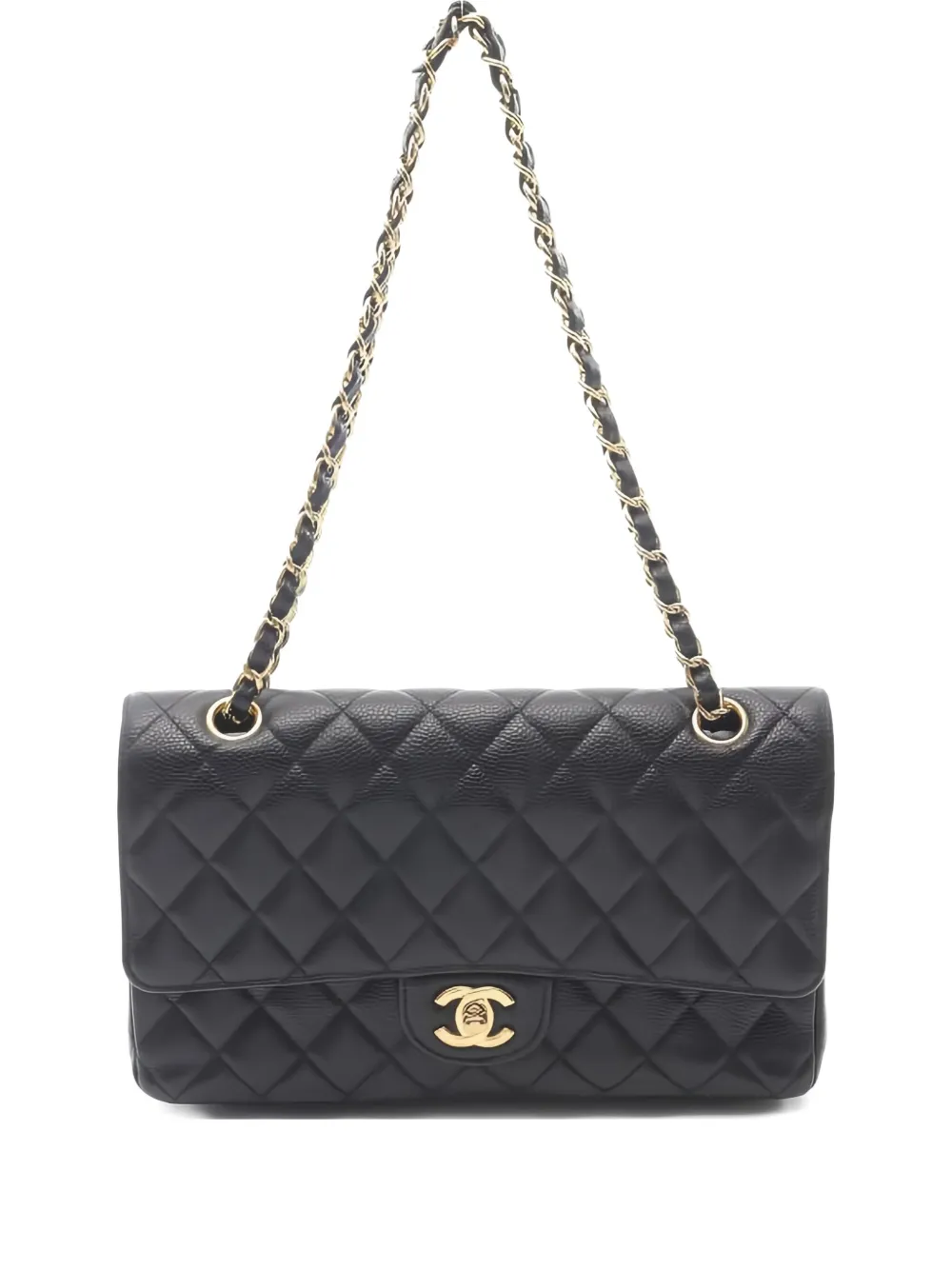 CHANEL Pre-Owned マテラッセ W フラップ ショルダーバッグ - ブラック CHANEL Pre-Owned マテラッセ W フラップ ショルダーバッグ - ブラック