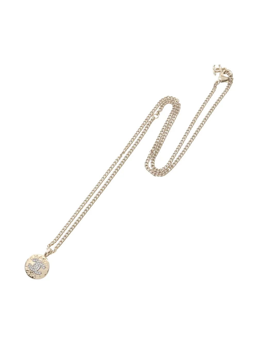 CHANEL Pre-Owned 1986-1988 rhinestone-embellished CC necklace | Gold | Image 1