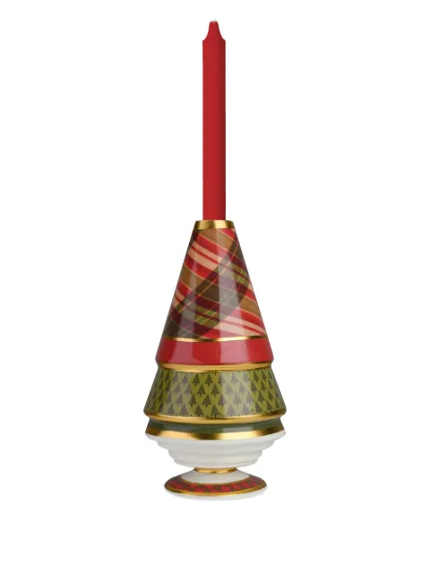 BACI MILANO tartan-pattern tree candle holder (9.5cm x 18cm)